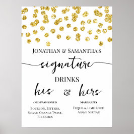 Gold Glitter Stippen Signature Drinken Wedding Poster