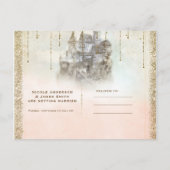Gold Glitter Storybook Castle Bewaar de datum Aankondigingskaart (Achterkant)
