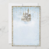 Gold Glitter Storybook Castle Blue Baby shower Kaart (Achterkant)