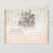 Gold Glitter Storybook Castle Save the Date Photo Aankondigingskaart (Achterkant)