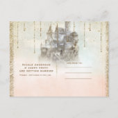 Gold Glitter Storybook Castle Save the Date Photo Aankondigingskaart (Achterkant)