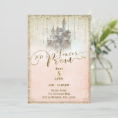 Gold Glitter Storybook Castle Senior Prom 2018 Kaart (Staand voorkant)