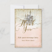 Gold Glitter Storybook Castle Wedding Bedankt (Voorkant)