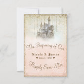 Gold Glitter Storybook Castle Wedding Bedankt (Achterkant)