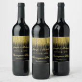 Gold Glitter Streams Wijnlabel Wijn Etiket (Flessen)