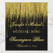 Gold Glitter Streams Wijnlabel Wijn Etiket (Enkel label)