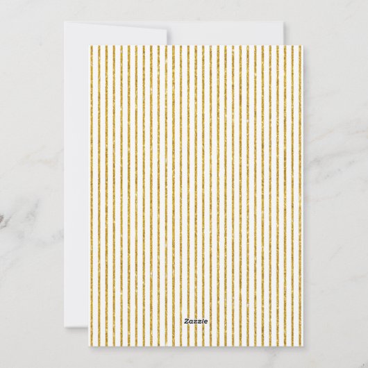 Gold glitter streept nieuwjaarstrendy foto feestdagenkaart (Achterkant)