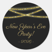 Gold Glitter Strings | Oudejaarsfeest Ronde Sticker (Voorkant)