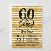 Gold Glitter Stripe60th Birthday Party Invitations (Voorkant)