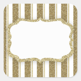 Gold Glitter Stripe - AANGEPAST Vierkante Sticker