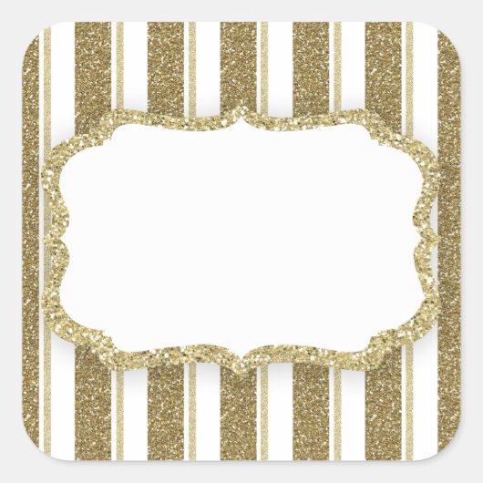 Gold Glitter Stripe - AANGEPAST Vierkante Sticker (Voorkant)