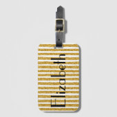 Gold Glitter Stripe Bagagelabel (Voorkant (verticaal))