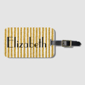 Gold Glitter Stripe Bagagelabel (Voorkant (horizontaal))