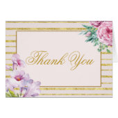 Gold Glitter Stripe en Floral Hartelijk dank (Voorkant Horizontaal)