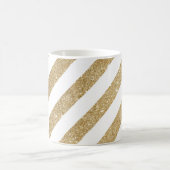 Gold Glitter Stripe Glam White Coffee Mok (Center)