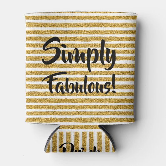 Gold Glitter Stripe Koelbox Blikjeskoeler (Voorkant)