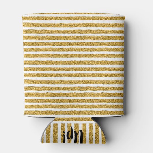 Gold Glitter Stripe Koelbox Blikjeskoeler (Achterkant)