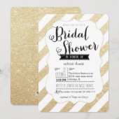 Gold Glitter Stripes Bridal Shower Kaart (Voorkant / Achterkant)