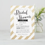 Gold Glitter Stripes Bridal Shower Kaart (Staand voorkant)
