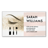 Gold Glitter | Stripes | Eye Lash Beauty Magnetisch Visitekaartje (Voorkant)