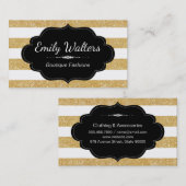 Gold Glitter | Stripes Visitekaartje (Voorkant / Achterkant)