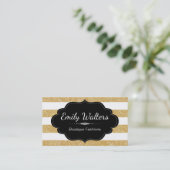 Gold Glitter | Stripes Visitekaartje (Staand voorkant)