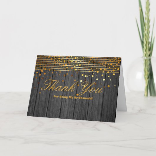 Gold Glitter Stripes voor mijn Bridesmaid Dank Bedankkaart (Voorkant)
