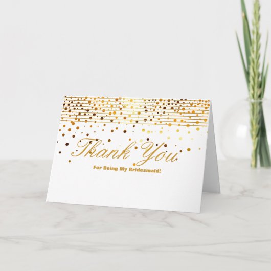 Gold Glitter Stripes voor mijn Bridesmaid Dank Bedankkaart (Voorkant)