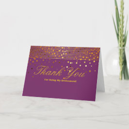 Gold Glitter Stripes voor mijn Bridesmaid Dank Bedankkaart