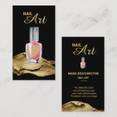 *~* Gold Glitter Strokes Nail Art Poolse fles Visitekaartje (Voorkant / Achterkant)