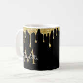 Gold Glitter stuurt een elegant meisjesmonogram Koffiemok (Voorkant links)
