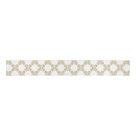 Gold Glitter Style Hearts Weddenschap Pattern Grosgrain Lint (Voorkant)
