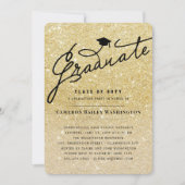 Gold Glitter Stylish Afstuderen Graduparty Kaart (Voorkant)