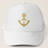 Gold Glitter stylized Nautical Boat Anchor Trucker Pet (Voorkant)