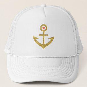 Gold Glitter stylized Nautical Boat Anchor Trucker Pet