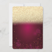 Gold Glitter Sunflower, Burgundy Quinceanera Kaart (Achterkant)