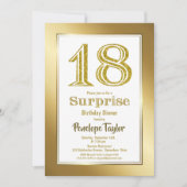 Gold Glitter Surprise 18th Birthday Dinner Party Kaart (Voorkant)