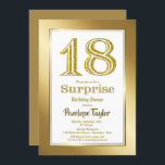 Gold Glitter Surprise 18th Birthday Dinner Party Kaart<br><div class="desc">Een moderne glitter en gouden verrassing op de uitnodiging van het 18e verjaardagsfeest.</div>