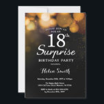 Gold Glitter Surprise 18th Birthday Invitation Kaart<br><div class="desc">Gold Glitter Surprise 18th Birthday Invitation Card. Volwassen verjaardag. Glitter Bokeh achtergrond. 13e 15e 16e 18e 21e 30e 40e 50e 70e 80e 90e 100e. Elke leeftijd. Voor verdere aanpassing,  te klikken gelieve de knoop "van de Aanpassing het"en ons ontwerphulpmiddel te gebruiken om deze sjabloon te wijzigen.</div>