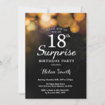 Gold Glitter Surprise 18th Birthday Invitation Kaart<br><div class="desc">Gold Glitter Surprise 18th Birthday Invitation Card. Volwassen verjaardag. Glitter Bokeh achtergrond. 13e 15e 16e 18e 21e 30e 40e 50e 70e 80e 90e 100e. Elke leeftijd. Voor verdere aanpassing,  te klikken gelieve de knoop "van de Aanpassing het"en ons ontwerphulpmiddel te gebruiken om deze sjabloon te wijzigen.</div>