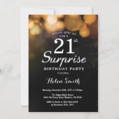 Gold Glitter Surprise 21st Birthday Invitation Kaart (Voorkant)