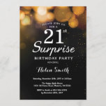 Gold Glitter Surprise 21st Birthday Invitation Kaart<br><div class="desc">Gold Glitter Surprise 21st Birthday Invitation Card. Volwassen verjaardag. Glitter Bokeh achtergrond. 13e 15e 16e 18e 21e 30e 40e 50e 70e 80e 90e 100e. Elke leeftijd. Voor verdere aanpassing,  te klikken gelieve de knoop "van de Aanpassing het"en ons ontwerphulpmiddel te gebruiken om deze sjabloon te wijzigen.</div>