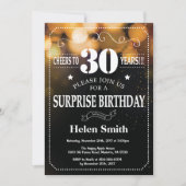 Gold Glitter Surprise 30e verjaardag Uitnodiging (Voorkant)