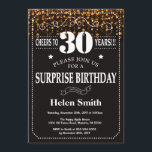 Gold Glitter Surprise 30th Birthday Invitation Kaart<br><div class="desc">Gold Glitter Surprise 30th Birthday Invitation. Witte Typografie. Achtergrond zwart-wit karton. Volwassen verjaardag. Mannelijke Mannen of vrouwen: Birthday. Kinder jongen of meisje Lady Teen Teenage Bday Invite. 13e 15e 16e 18e 21e 30e 40e 50e 60e 70e 80e 90e 100e. Elke leeftijd. Voor verdere aanpassing, te klikken gelieve de knoop "van...</div>