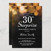 Gold Glitter Surprise 30th Birthday Invitation Kaart (Voorkant / Achterkant)