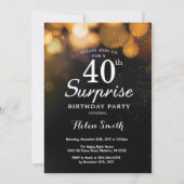 Gold Glitter Surprise 40th Birthday Invitation Kaart (Voorkant)