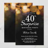 Gold Glitter Surprise 40th Birthday Invitation Kaart (Voorkant / Achterkant)