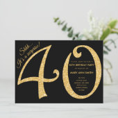 Gold Glitter Surprise 40th Birthday Party Kaart (Staand voorkant)