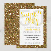 Gold Glitter Surprise 50th Birthday Invitation Kaart (Voorkant / Achterkant)