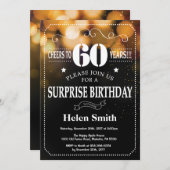 Gold Glitter Surprise 60th Birthday Invitation Kaart (Voorkant / Achterkant)
